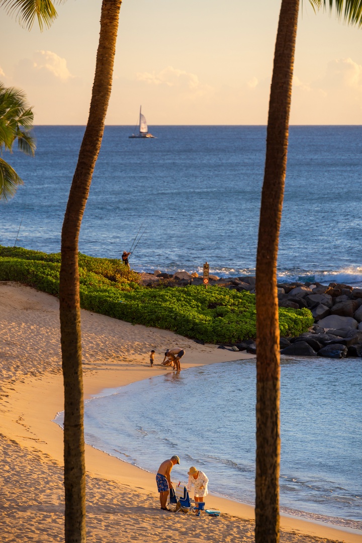 Kapolei Vacation Rentals, Ko Olina Beach Villas B210 - Serene lagoon cove framed by swaying palms.