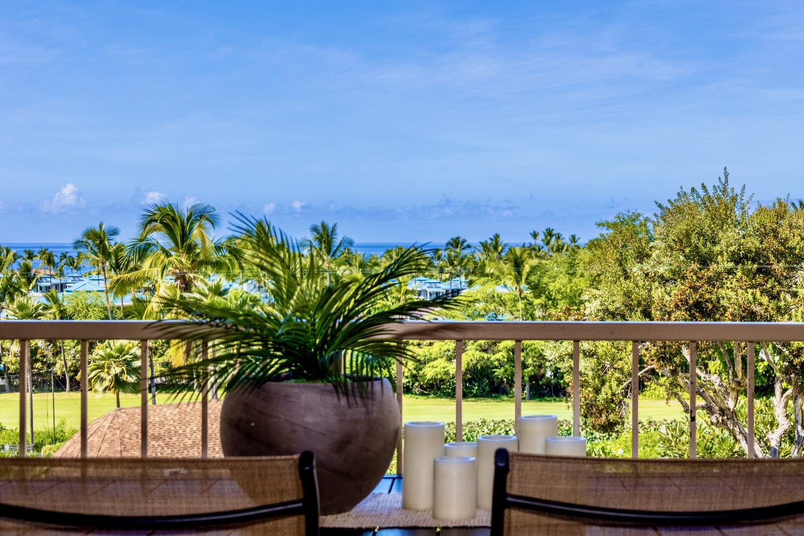 Kailua Kona Vacation Rentals, Keauhou Kai C301 - Palms, blue water, and no tall buildings in the way of it from the rail.