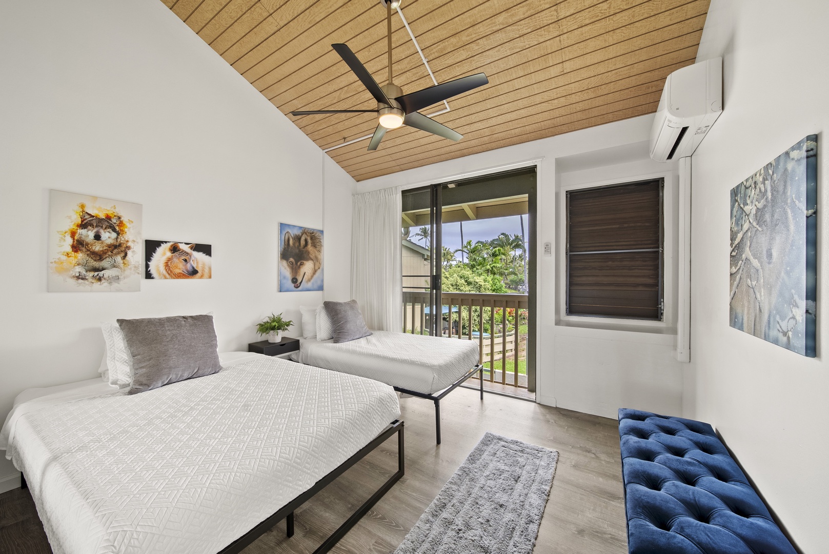 Kahuku Vacation Rentals, Kuilima Estates West #85 - Guest bedroom with Full and Twin Beds with Split AC