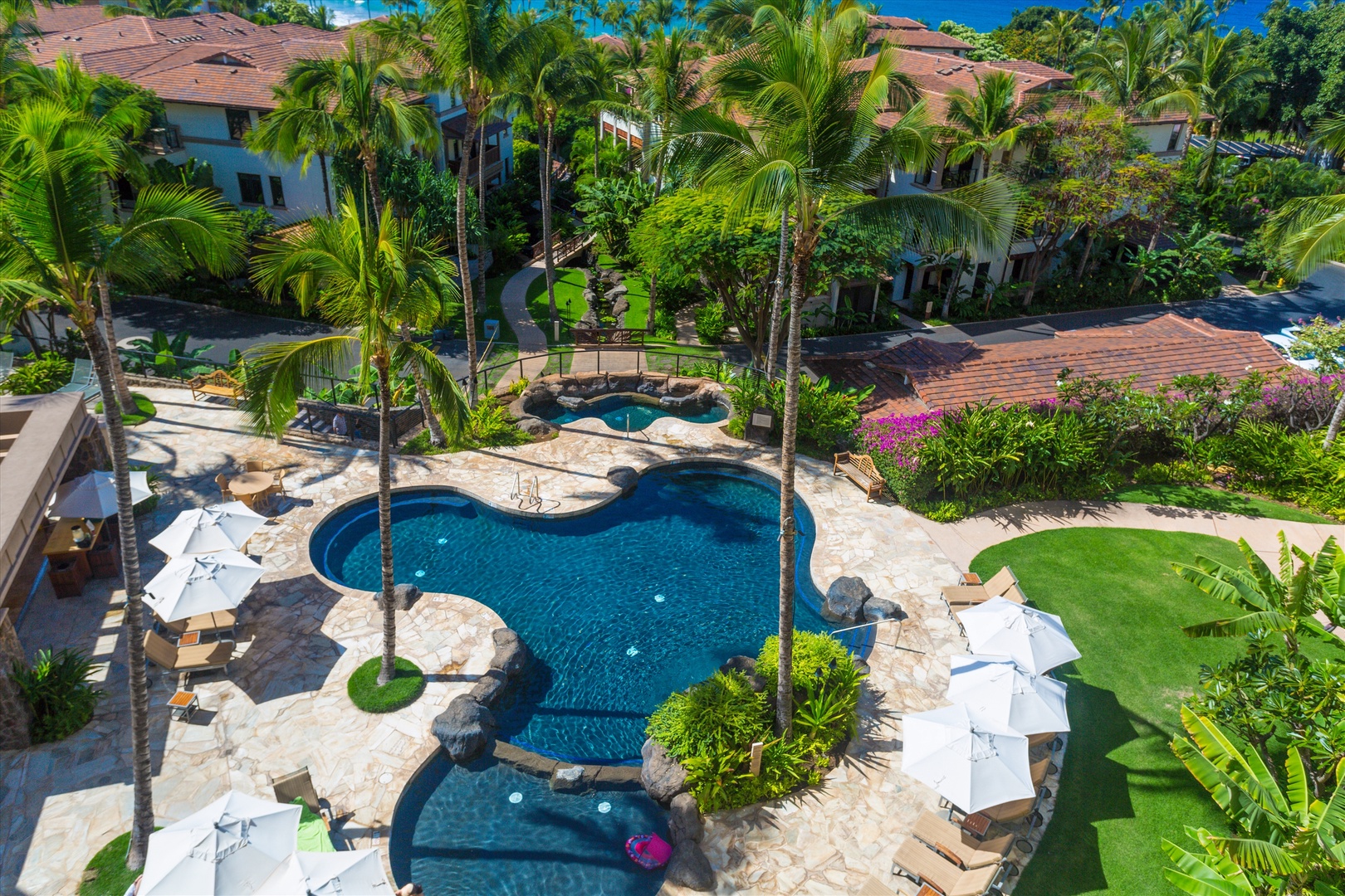 Wailea Vacation Rentals, Blue Ocean Suite H401 at Wailea Beach Villas* - The Family Pool and Hot Tub Is Located Conveniently at the Foot of the Penthouse Villas