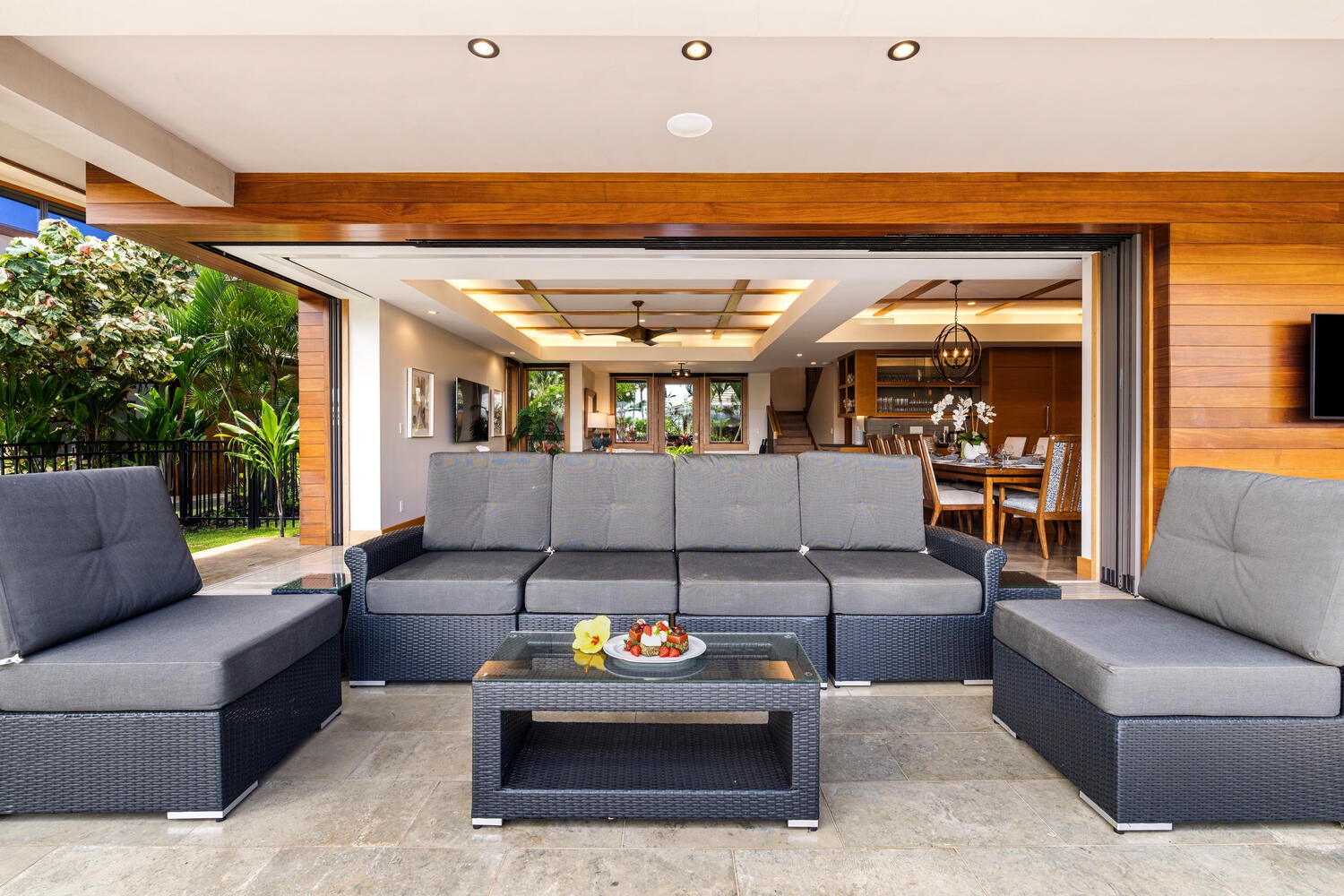 Kamuela Vacation Rentals, Laule'a at the Mauna Lani Resort #14 - Comfortable lounge seating on the covered lanai brings indoor–outdoor living to life.