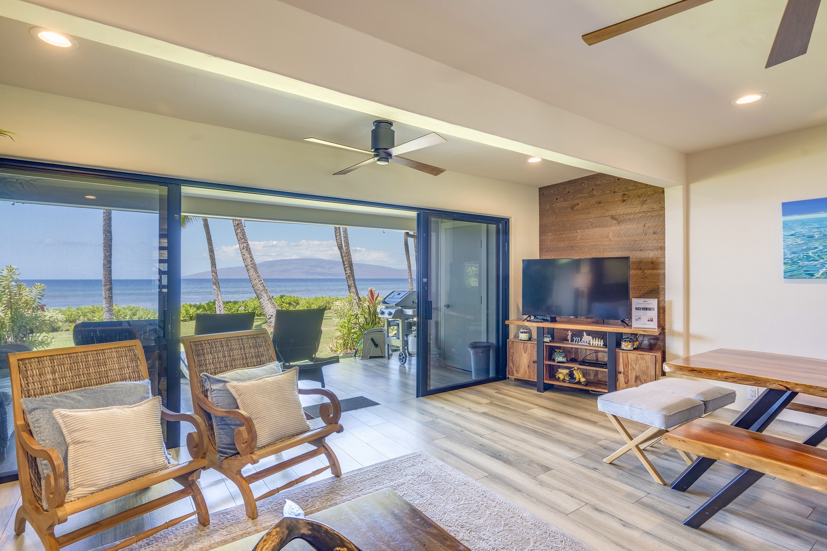 Lahaina Vacation Rentals, Puamana 240-3 - Open living and dining areas with gorgeous views, offering the perfect backdrop for your stay.