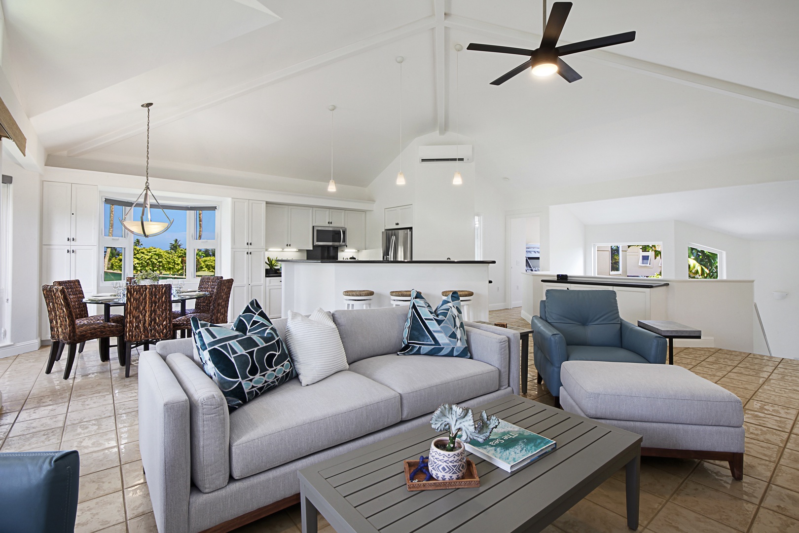 Princeville Vacation Rentals, Villas on the Prince #28 - Grab a seat in the living room and plan out your island adventures for the day