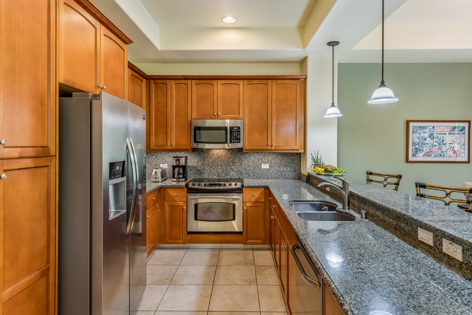 Kamuela Vacation Rentals, Mauna Lani Fairways #204 - Granite Countertops and Stainless Steel Appliances