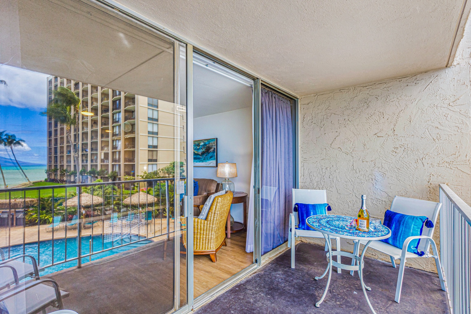 Lahaina Vacation Rentals, Royal Kahana 213 - Step onto the lanai at Royal Kahana 213 and unwind with views of the pool and tropical grounds.