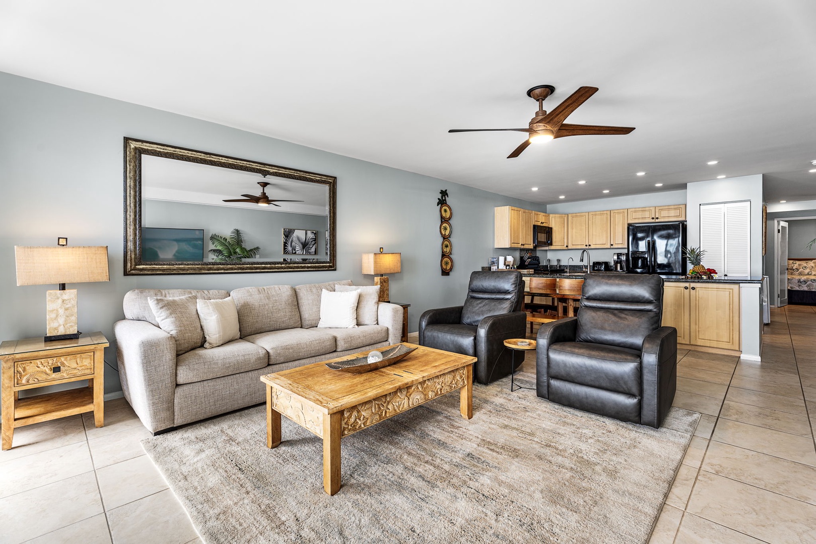 Kailua Kona Vacation Rentals, Sea Village 1105 - Thoughtfully furnished for comfort and conversation, with easy access to the oceanfront lanai.
