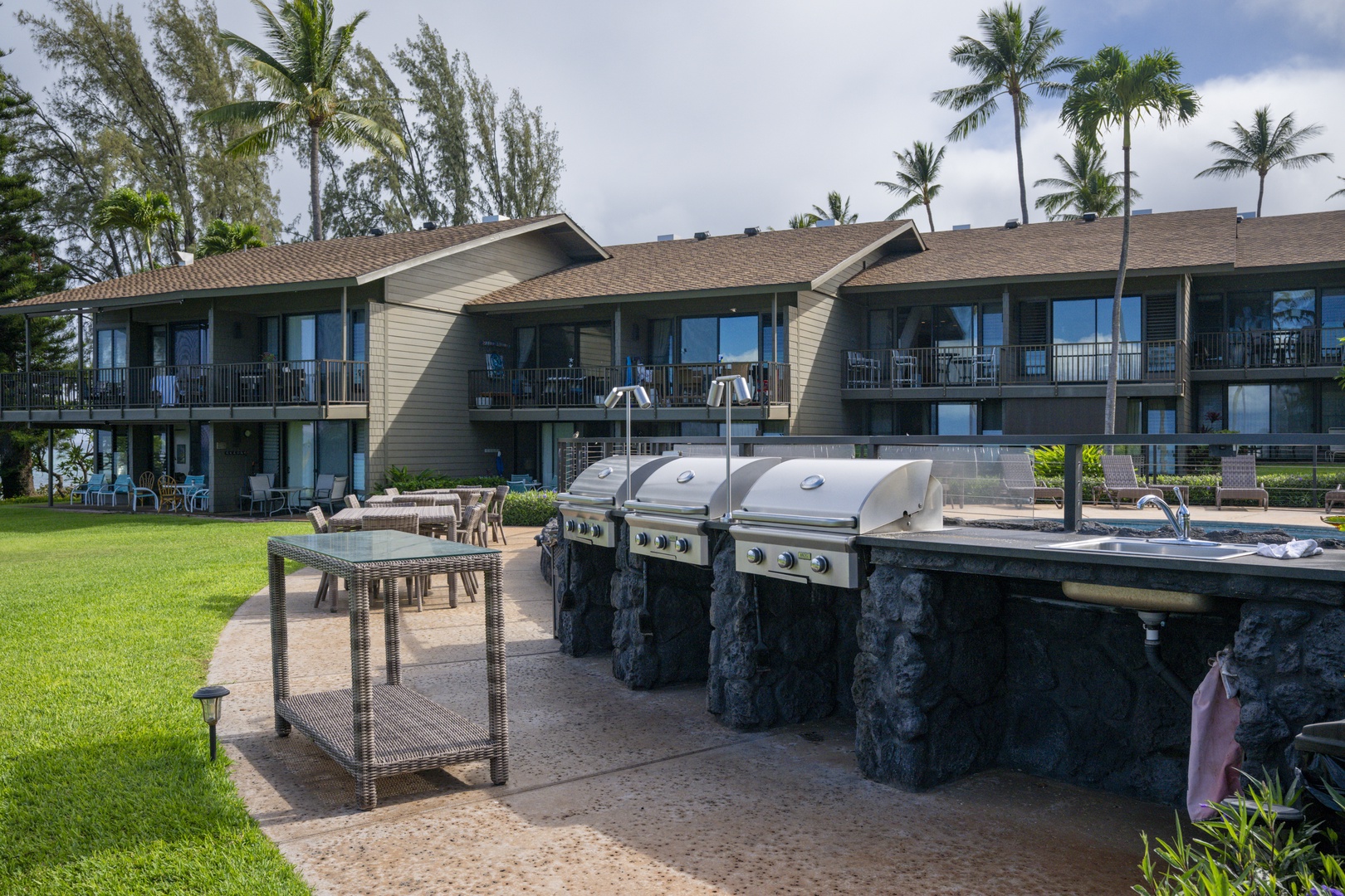 Lahaina Vacation Rentals, Polynesian Shores 114 - Fire up the shared BBQ on the lawn between the buildings and the water.