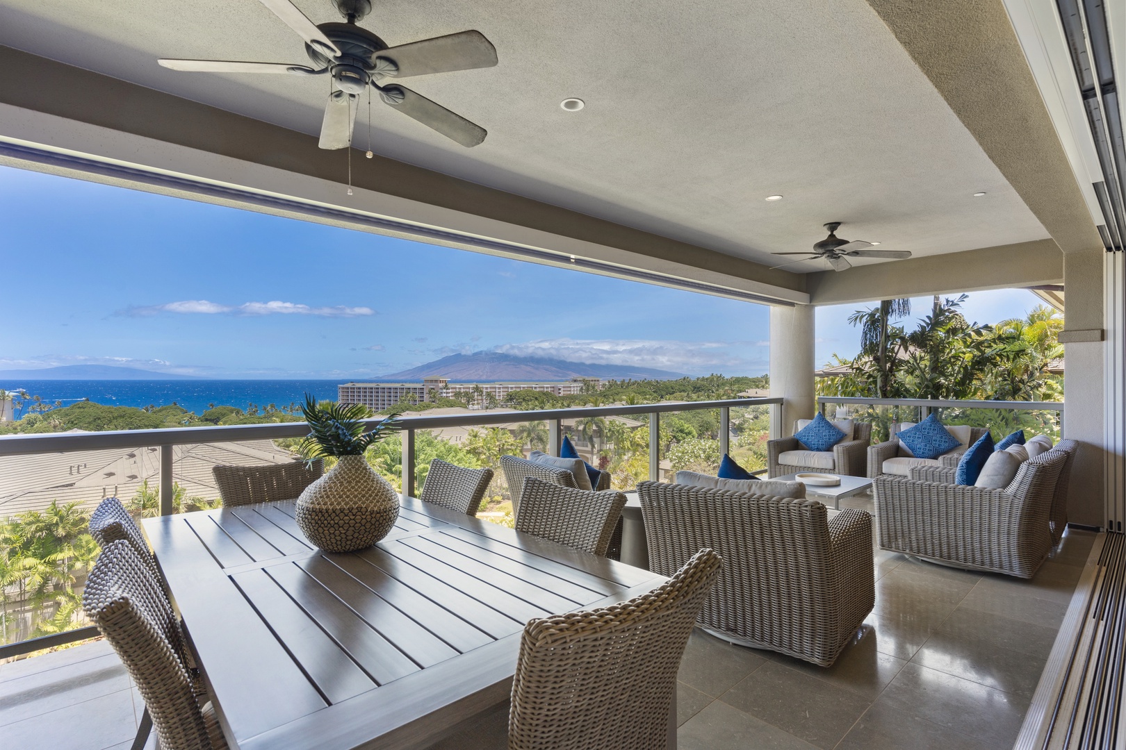 Wailea Vacation Rentals, Wailea Luxury Residence Hoolei 23-3 - The expansive lanai offers breathtaking ocean views, perfect for outdoor dining or lounging.