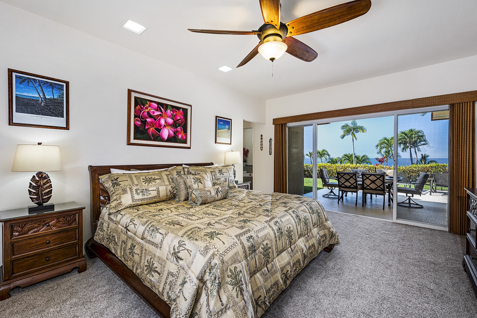 Kailua Kona Vacation Rentals, Maile Hale - Primary bedroom featuring A/C and King bed with cable TV