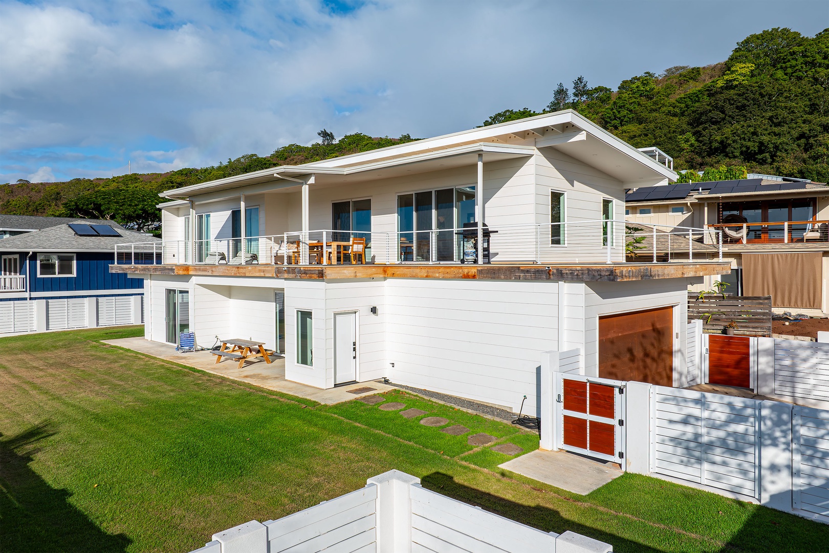 Haleiwa Vacation Rentals, Villa Bianca - Drone shot of your getaway home, where luxury and comfort await.