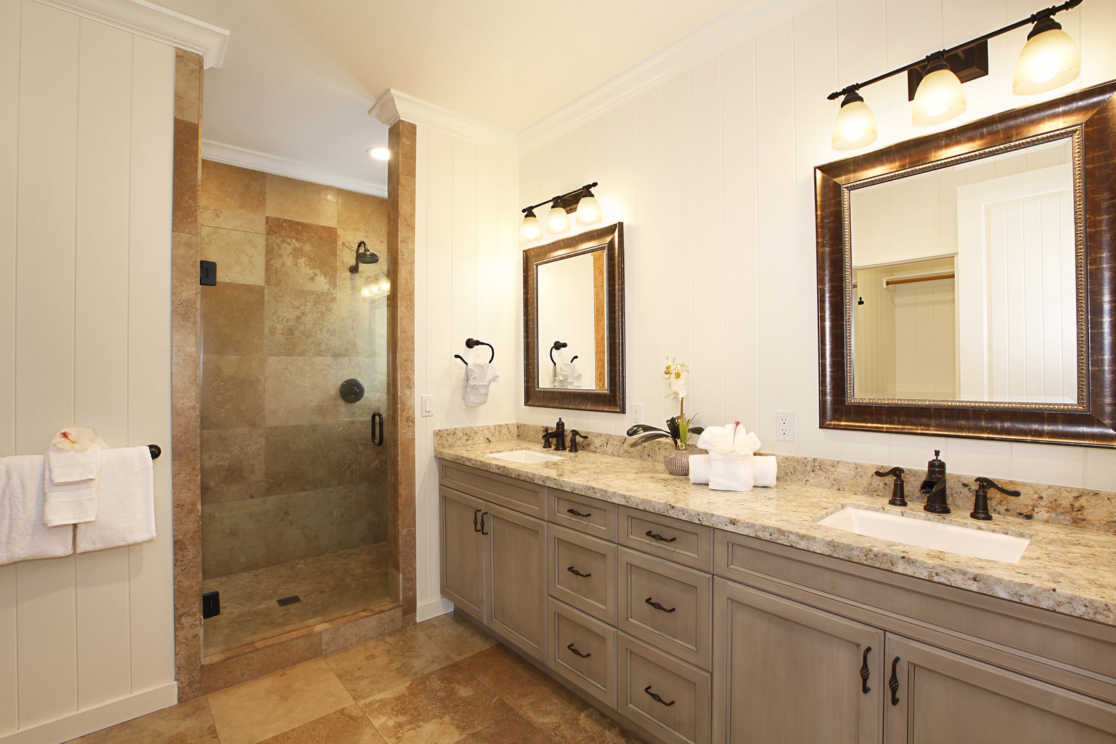 Koloa Vacation Rentals, Kiahuna Plantation Hale - Guest Bathroom with dual shower heads