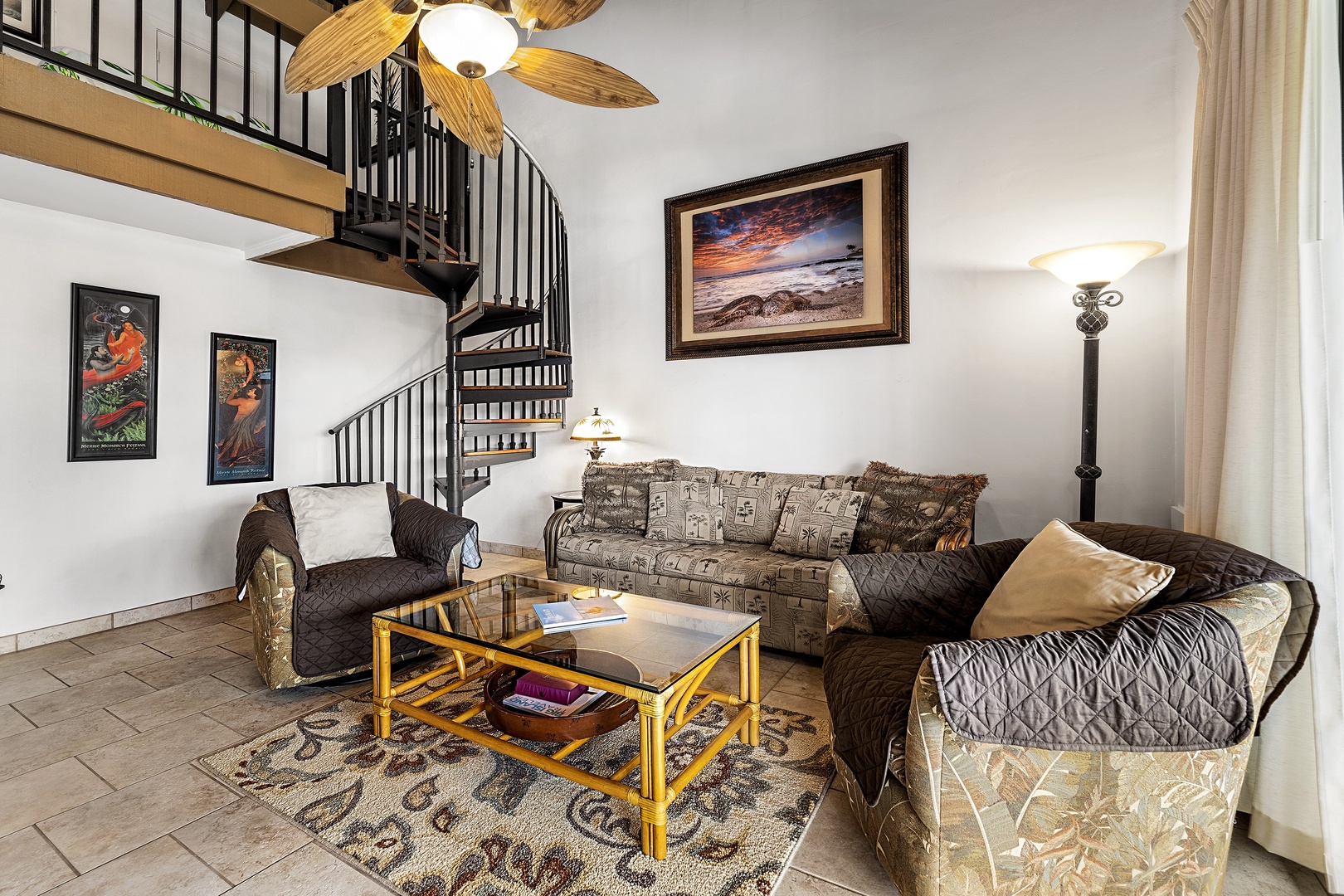 Kailua Kona Vacation Rentals, Kona Makai 6305 - Comfortable living room with sleeper sofa & A/C!