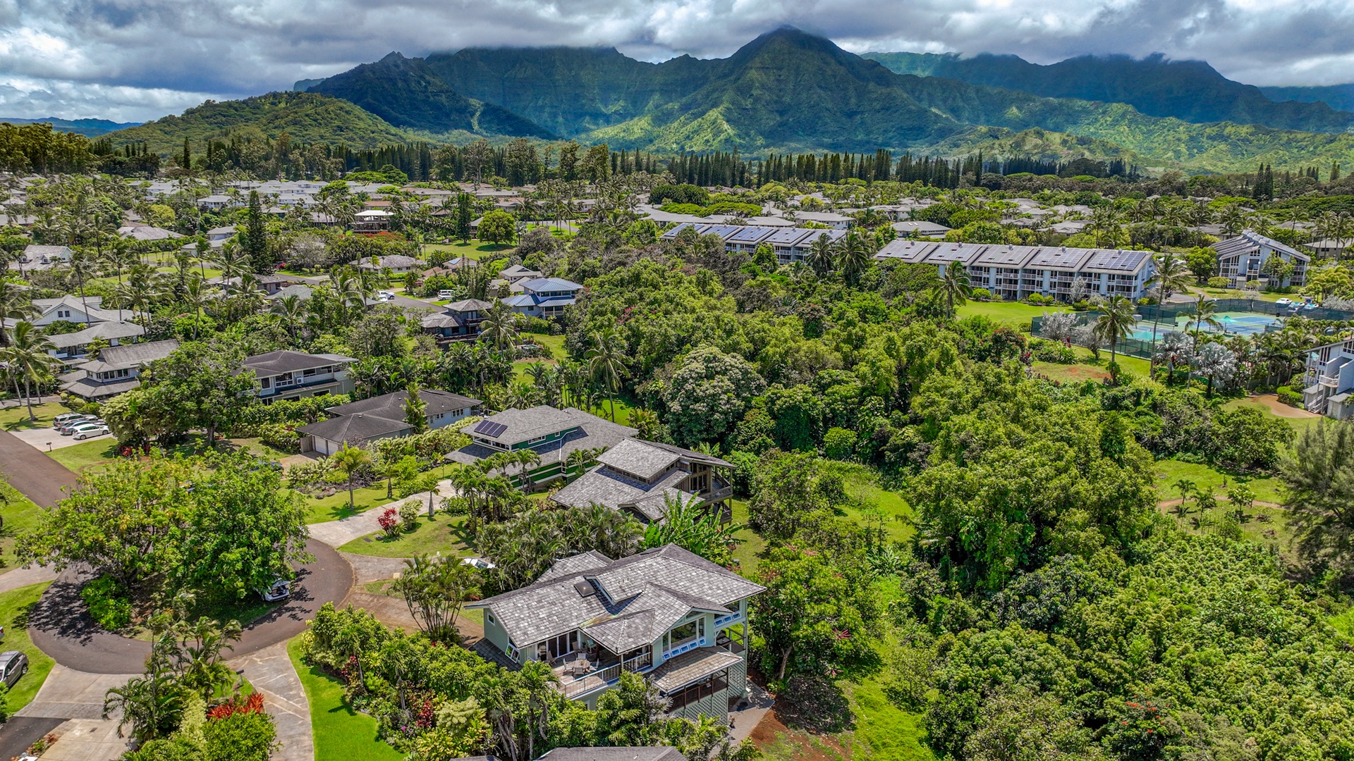 Princeville Vacation Rentals, Wai Lani - The distant mountains provide a majestic backdrop to the home.