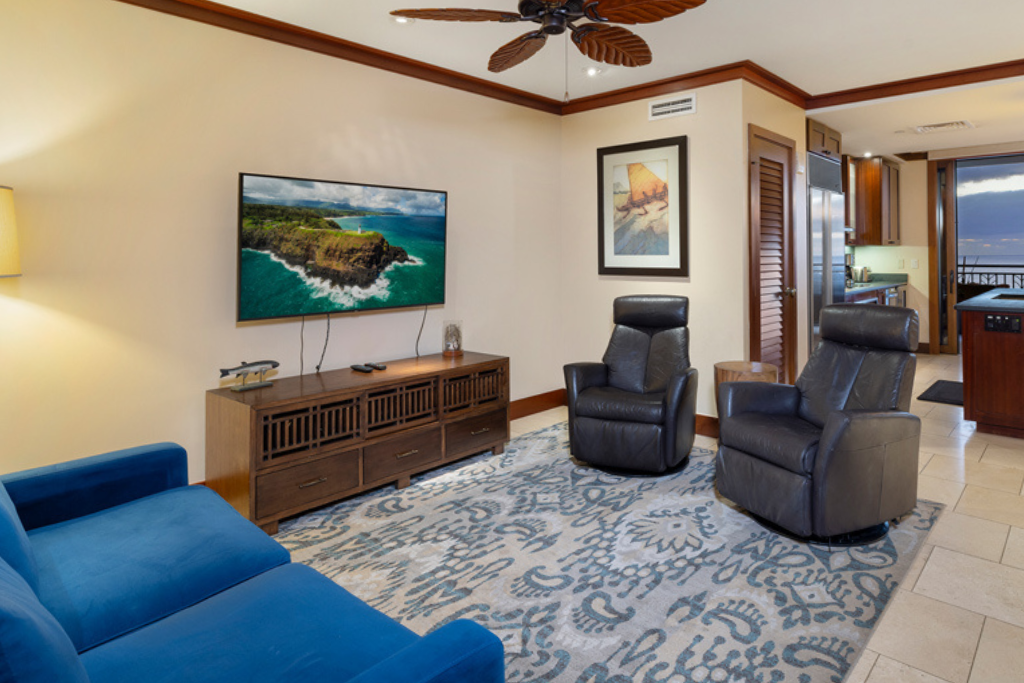 Kapolei Vacation Rentals, Ko Olina Beach Villas O1105 - The living area designed for comfort and seating for all.