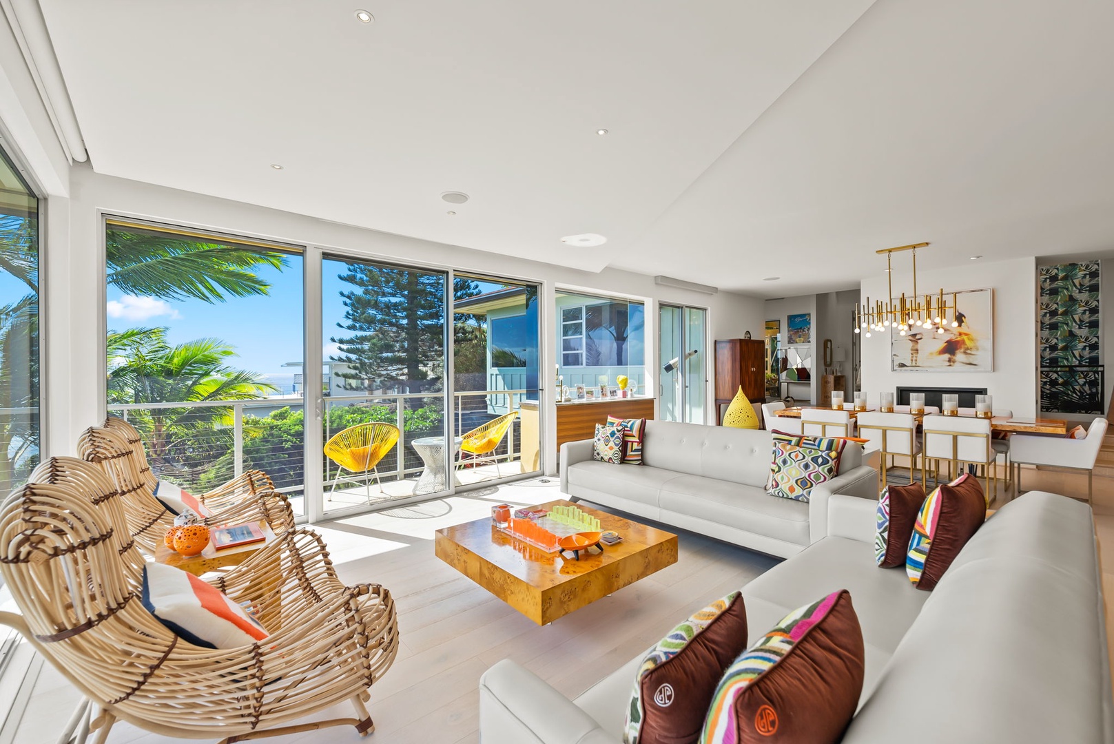 Honolulu Vacation Rentals, Kahala Hills Estate - Bright open-concept living area with floor-to-ceiling windows and panoramic ocean views.
