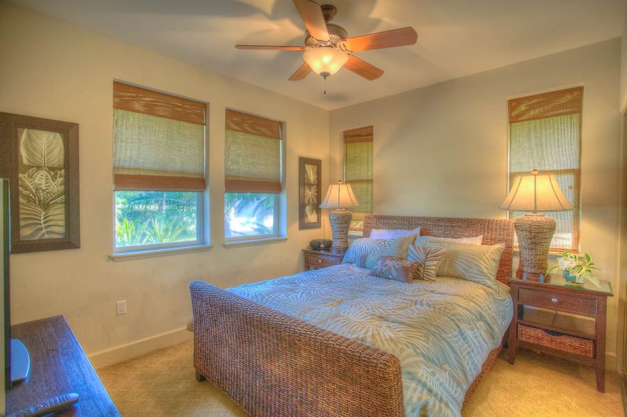 Waikoloa Vacation Rentals, Hali'i Kai 12E - Bedroom 3, Queen bed with tropical views and 37" TV