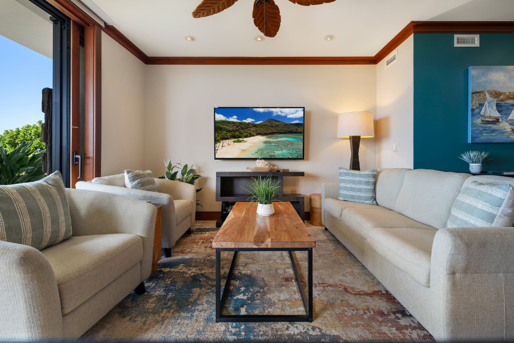 Kapolei Vacation Rentals, Ko Olina Beach Villas B109 - Enjoy the big game or a family movie night after some fun in the sun.