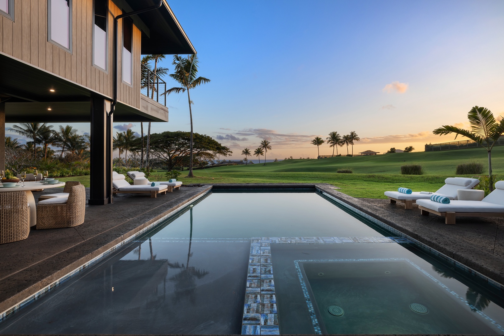 Koloa Vacation Rentals, Hale o ka Nene - Take an evening dip in the pool under pastel skies, where every moment feels cinematic.