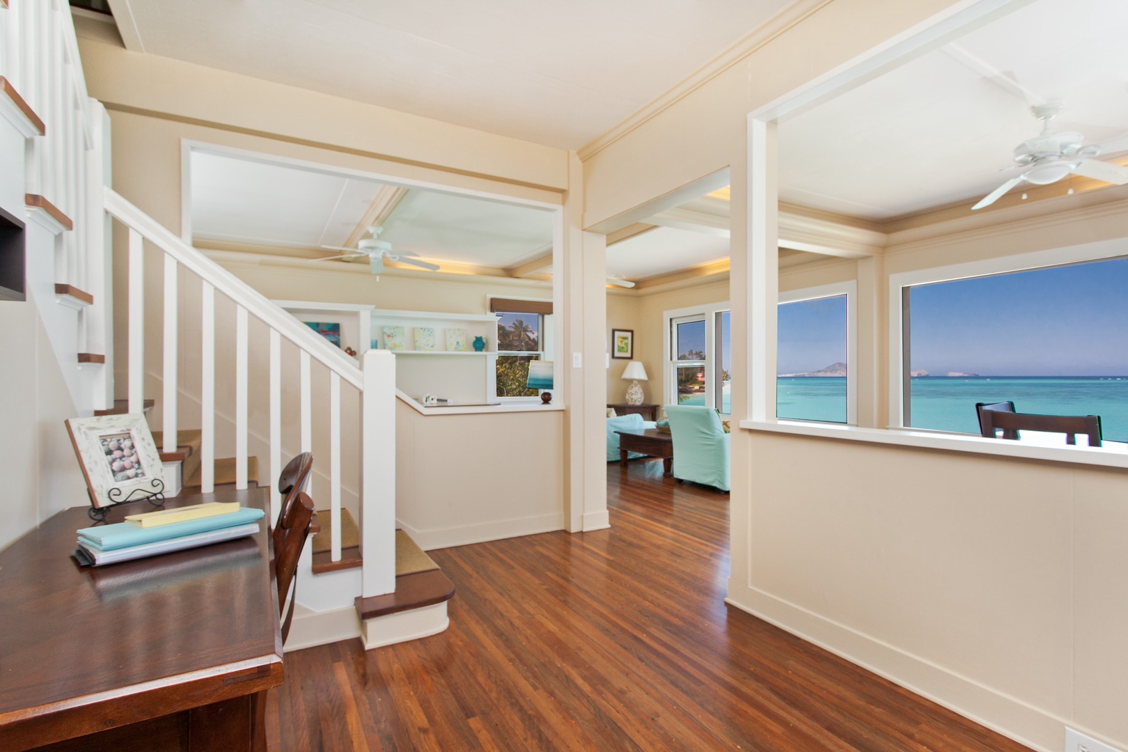 Kailua Vacation Rentals, Hale Mahina Lanikai* - Rich wooden Ohia floors and an open layout that connects living spaces.