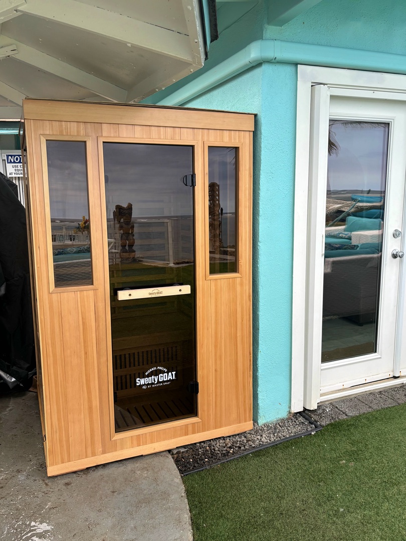 Hauula Vacation Rentals, Private Beach Paradise - Out on the lawn, the infrared sauna waits a few steps from the house.