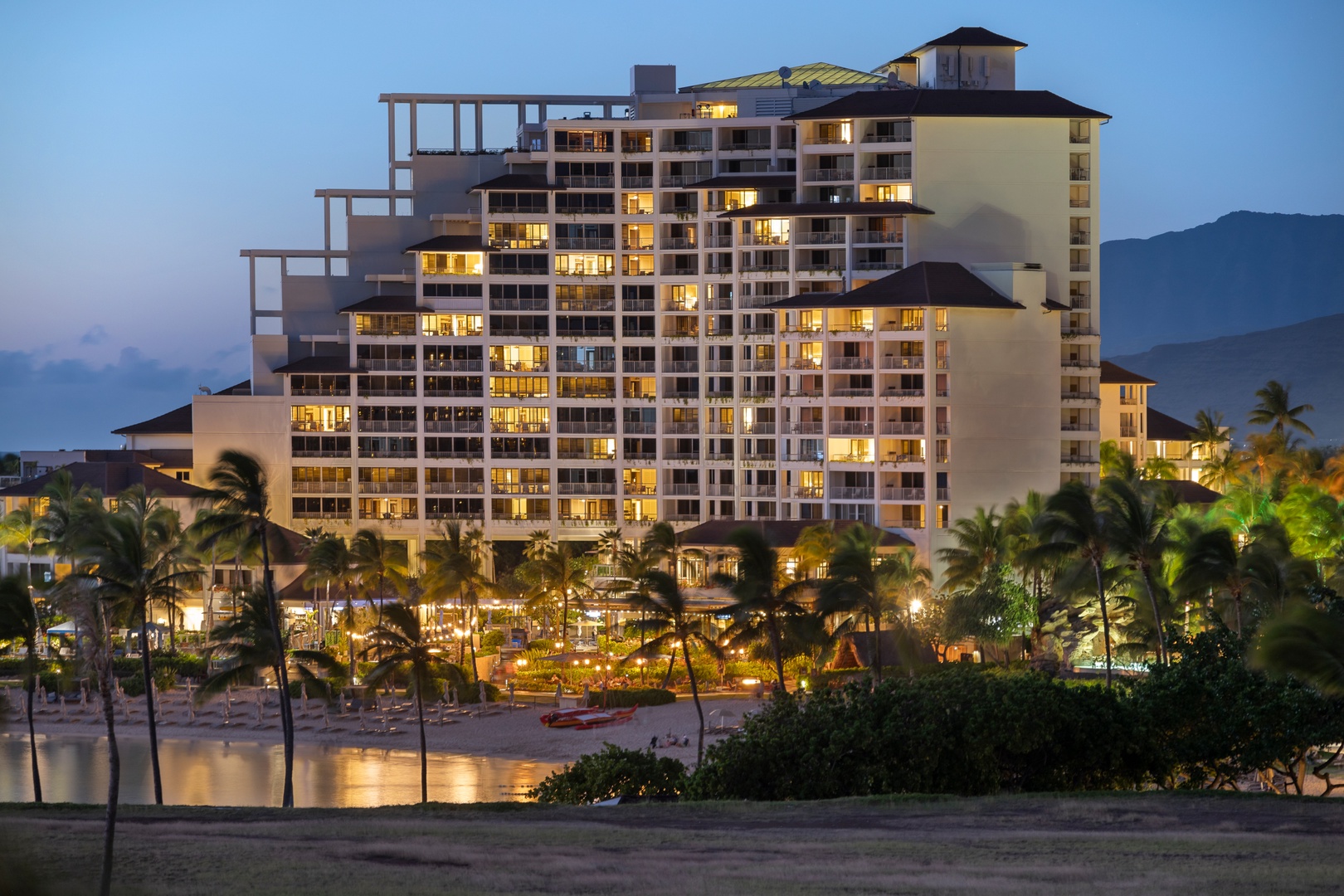 Kapolei Vacation Rentals, Ko Olina Beach Villas B610 - A serene twilight scene at Ko Olina.