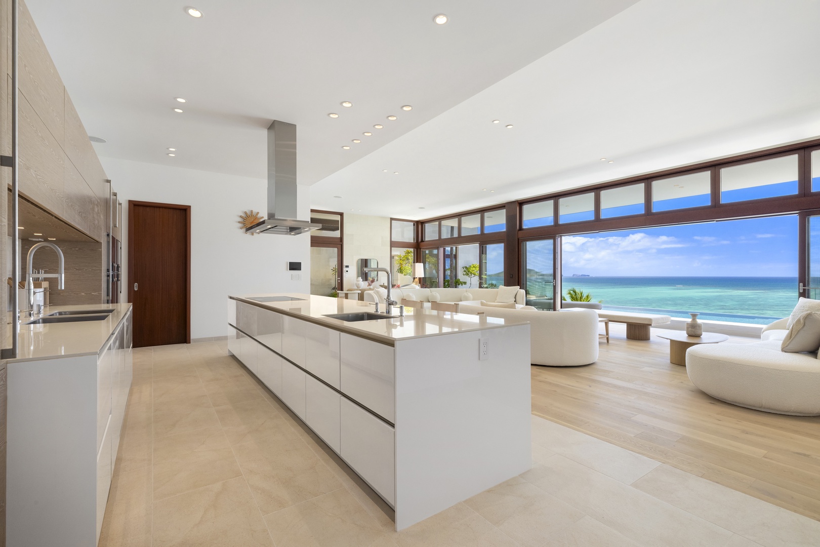 Kailua Vacation Rentals, Lanikai Hillside Estate - Bright and airy space with seamless indoor-outdoor dining options overlooking the stunning ocean.