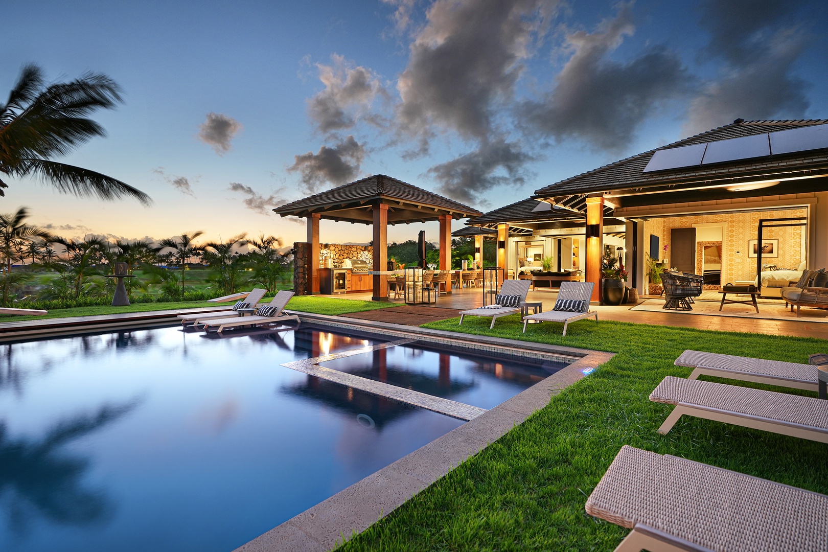 Koloa Vacation Rentals, Hale Pakika at Kukui'ula - Immerse yourself in luxury at Hale Pakika at Kukui'ula, outdoor living space, ama this pool and spa combo, featuring plentiful seating for sun-soaked gatherings or relaxing days..