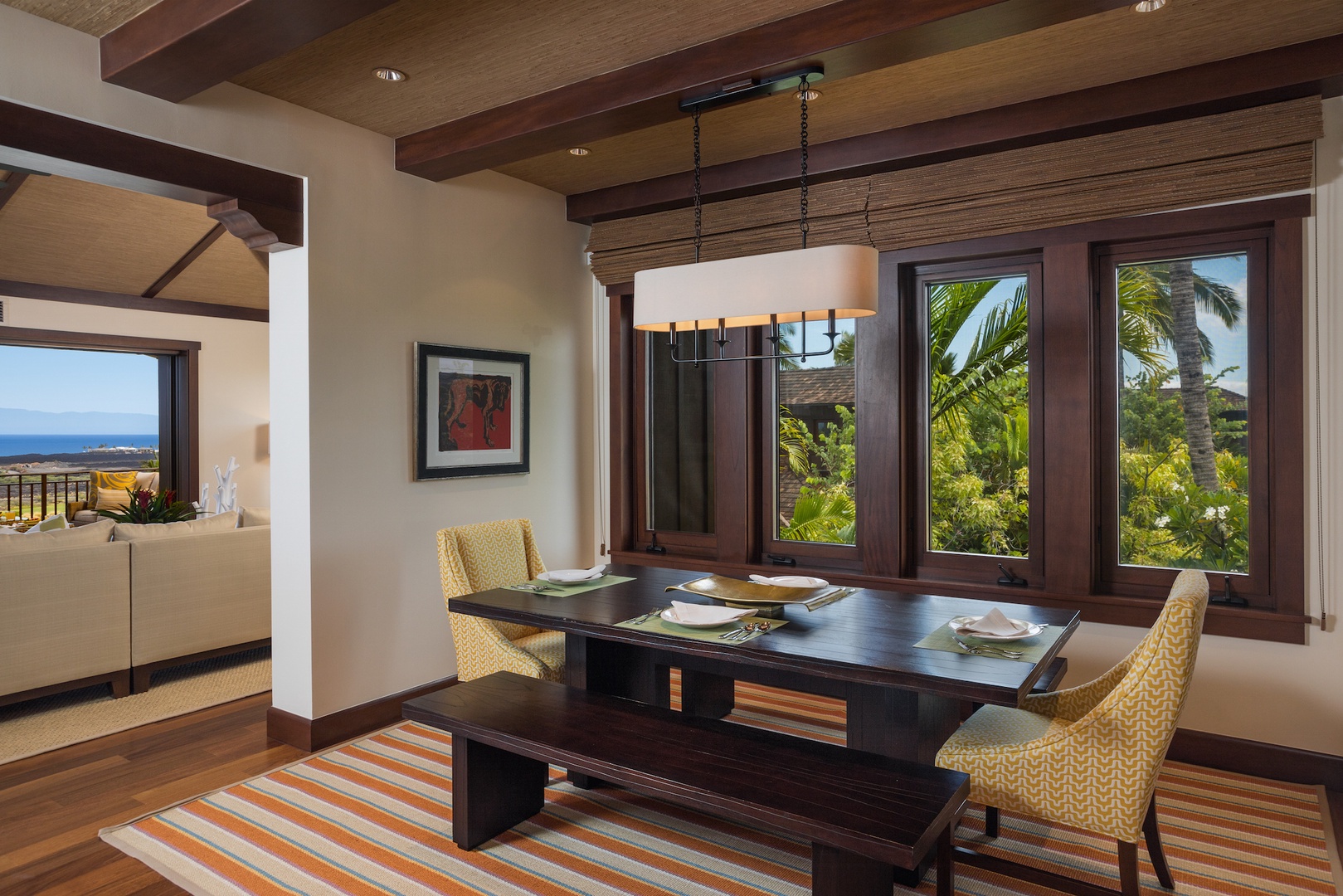 Kailua Kona Vacation Rentals, 2BD Hali'ipua Villa (108) at Four Seasons Resort at Hualalai - Formal dining room with seating for 6, adjacent to the kitchen and great room.