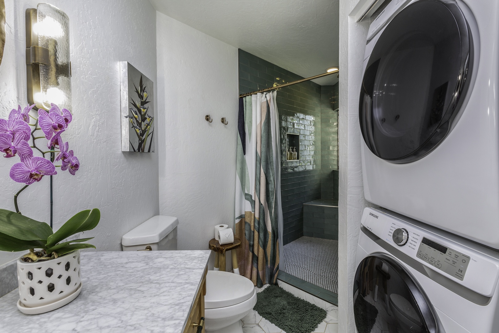 Princeville Vacation Rentals, Pali Ke Kua 207 - Washer and and dryer in the bathroom