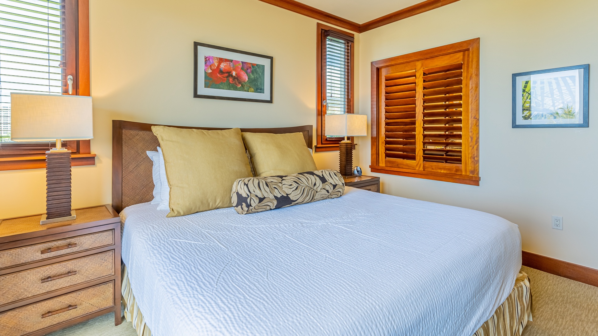 Kapolei Vacation Rentals, Ko Olina Beach Villas B410 - The beautiful primary guest bedroom. There is also a primary guest bathroom.