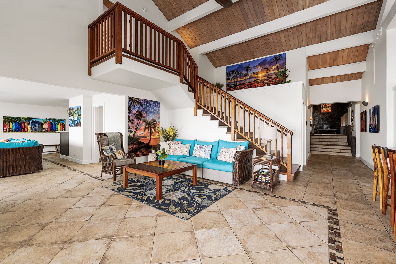 Kailua Kona Vacation Rentals, Hale Pua - Unwind in a spacious living area, where art, light, and comfort come together.