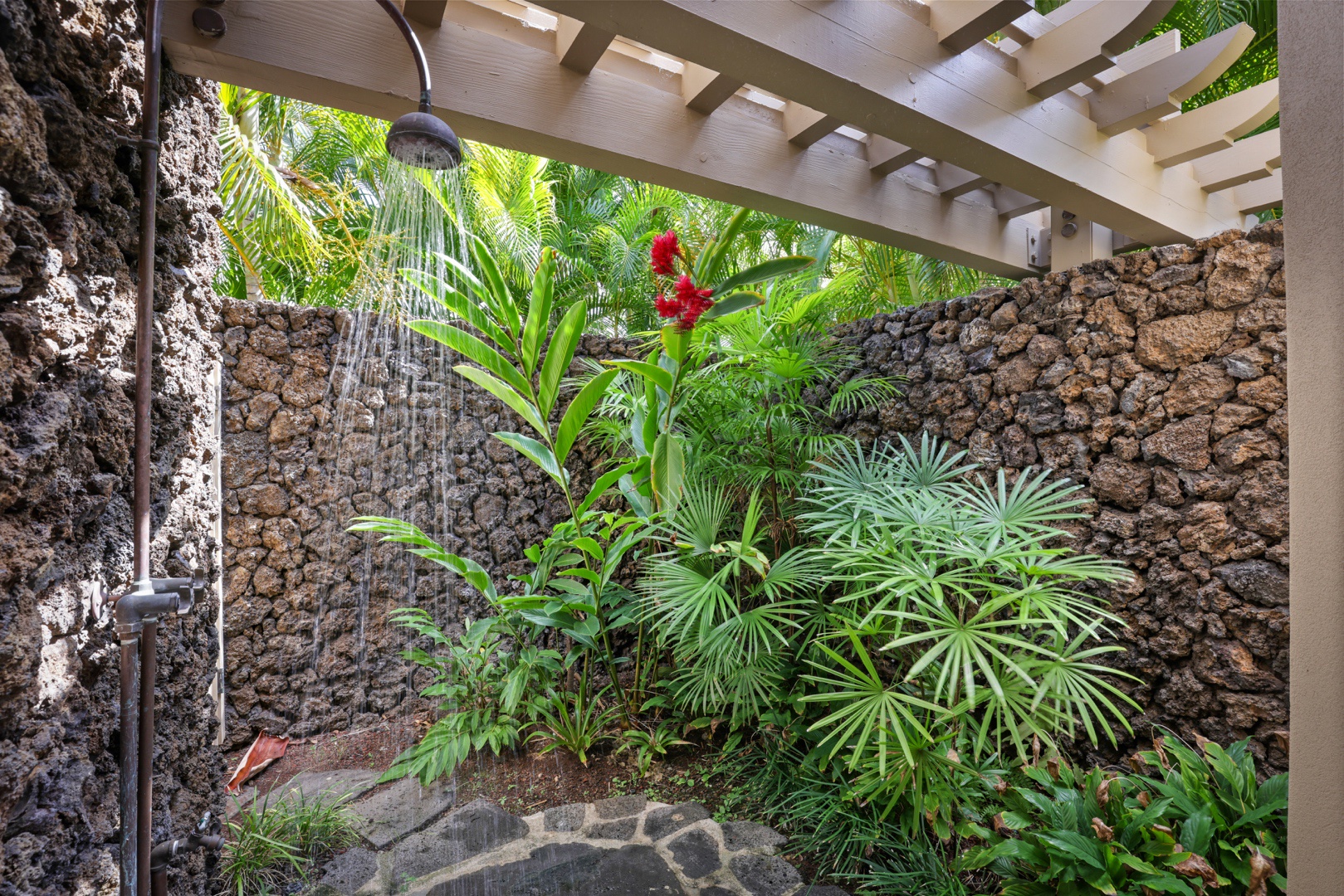 Kailua Kona Vacation Rentals, 3BD Ke Alaula Villa (210B) at Four Seasons Resort at Hualalai - Indulge in the truly tropical treat of the outdoor shower garden.
