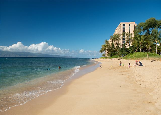 Lahaina Vacation Rentals, Mahana 718 - Enjoy the pristine sandy beach just steps away from your tropical getaway.