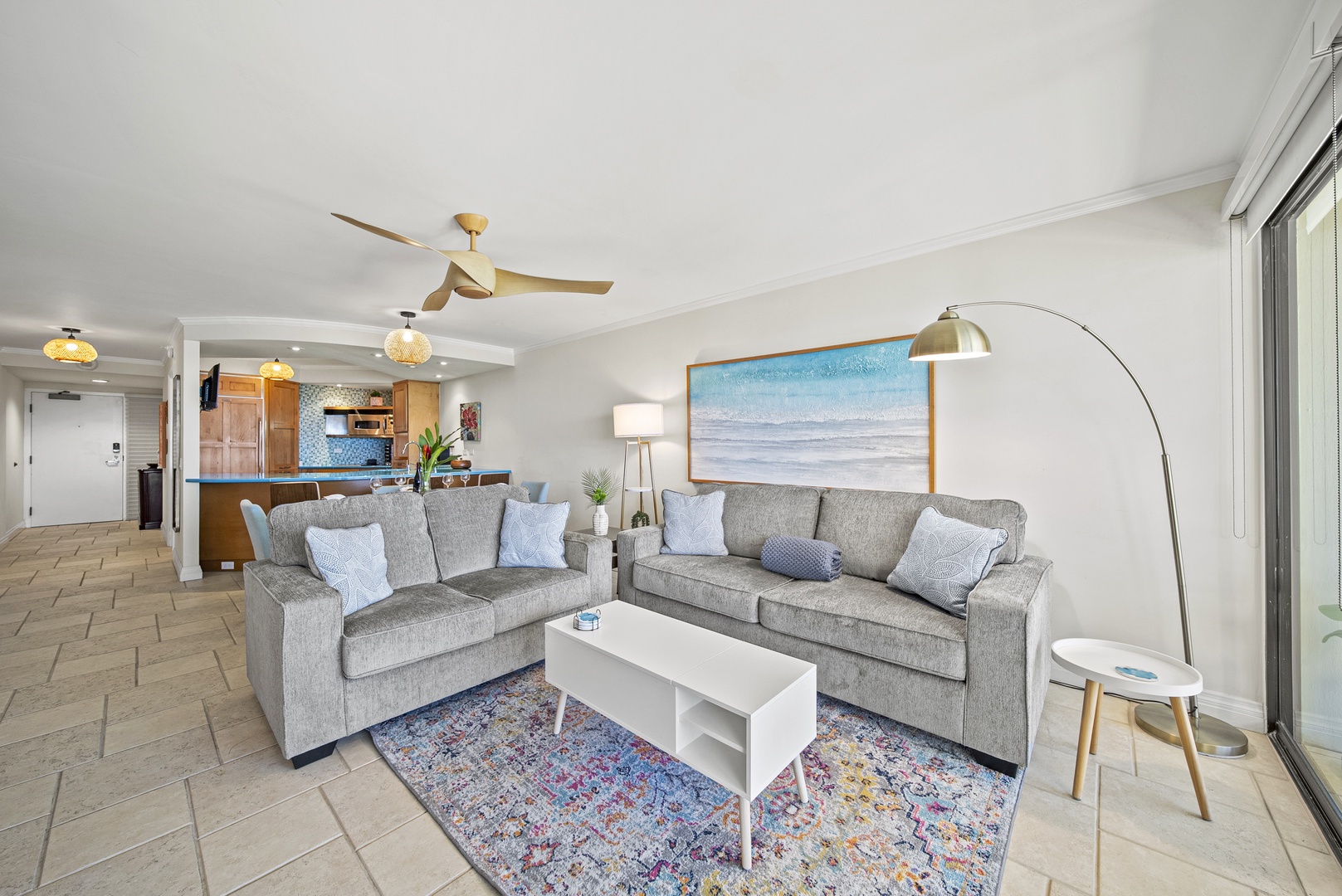 Honolulu Vacation Rentals, Aston Waikiki Beach Tower 602 - Gather with family and friends in a beautifully designed living room perfect for entertaining.