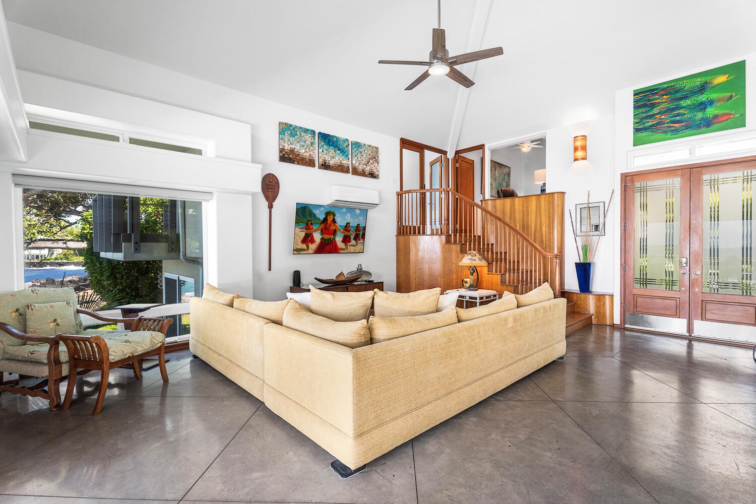 Kailua-Kona Vacation Rentals, Hale Kope Kai - Comfort meets connection in this oceanview living space—perfect for relaxing after a Kona beach day.