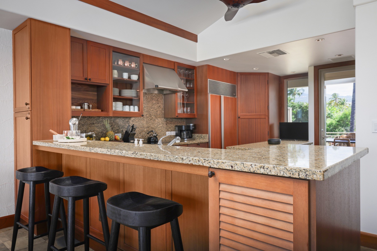 Kailua Kona Vacation Rentals, 3BD Ka'Ulu Villa (109A) at Hualalai Resort - View of the kitchen from the bar seating.