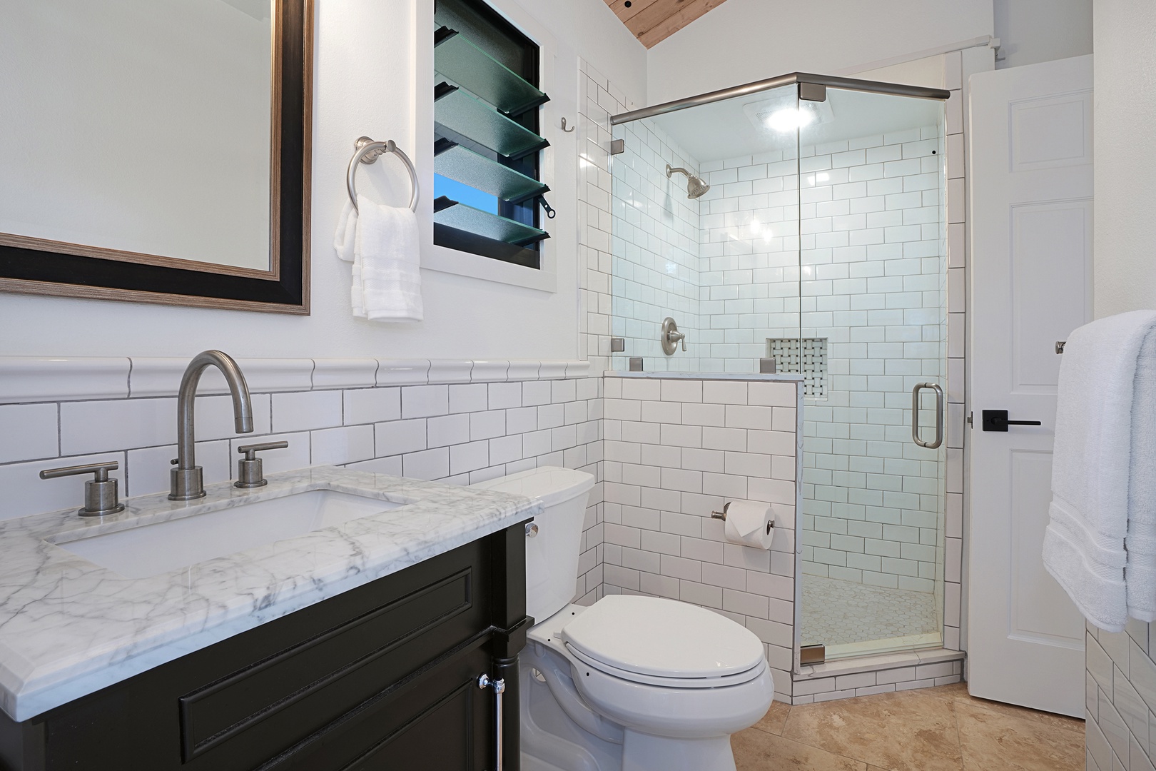 Princeville Vacation Rentals, Kaiana Villa - Ensuite Guest Bathroom located downstairs