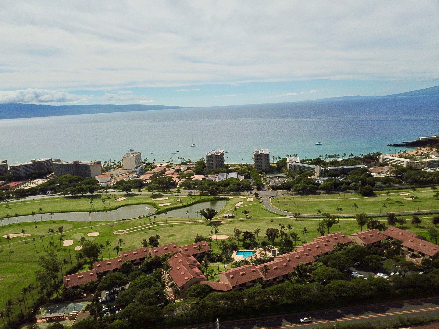 Lahaina Vacation Rentals, Kaanapali Royal Q-202 - Aerial view facing the wide ocean.