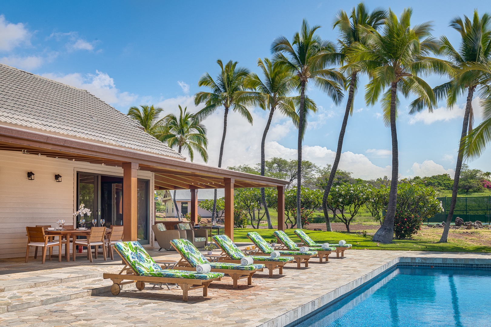 Kamuela Vacation Rentals, Olomana Hale at Kohala Ranch - Enjoy the ocean and garden views from the comfort of the pool deck