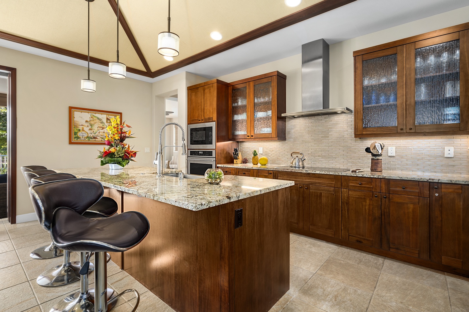 Kailua Kona Vacation Rentals, Kona Blue Vacations Holua Kai - Sleek and spacious, the kitchen at Kona Blue Vacations Holua Kai is perfect for family meals or chef nights.