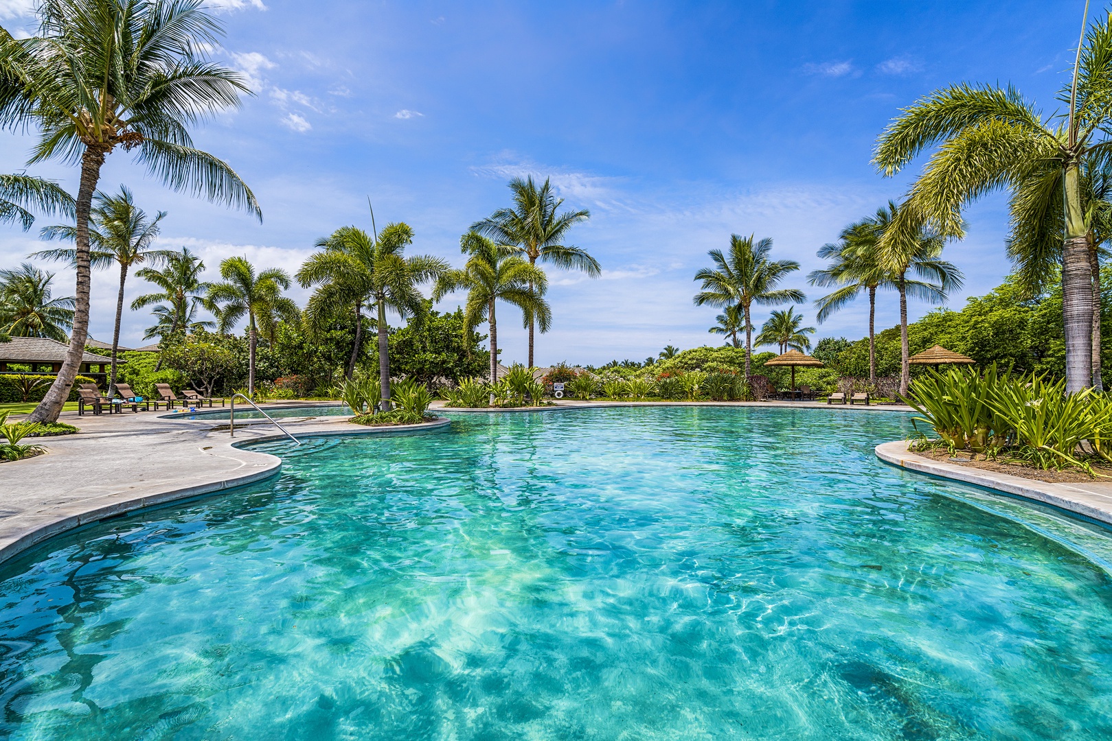 Kamuela Vacation Rentals, Mauna Lani KaMilo #503 - Unwind poolside beneath swaying palms and clear Hawaiian skies—the ultimate setting for island relaxation.