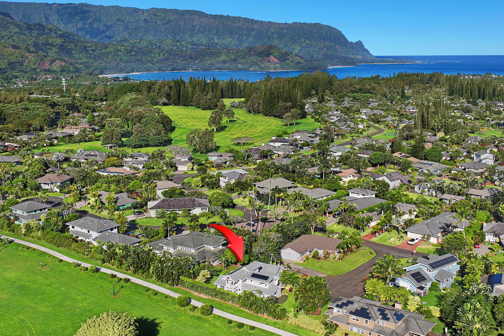 Princeville Vacation Rentals, Kaiana Villa - Aerial View of the property