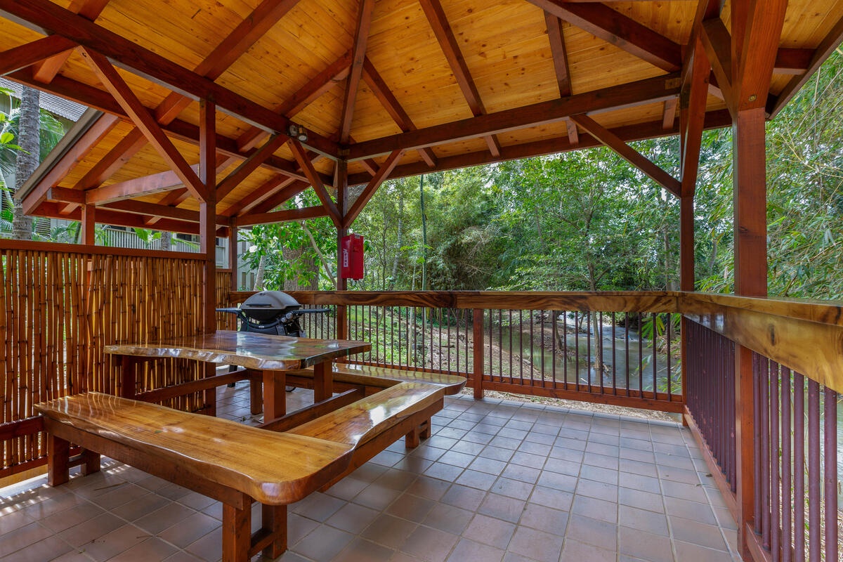 Koloa Vacation Rentals, Waikomo Streams 121 - BBQ area with covered lanai