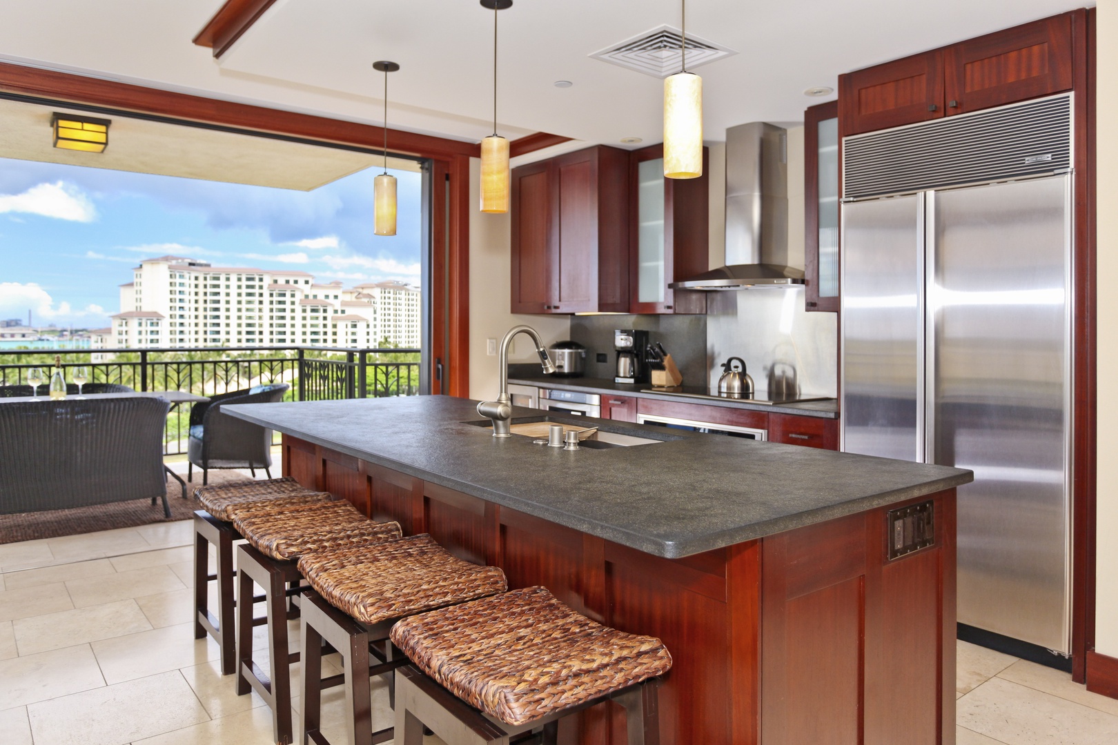 Kapolei Vacation Rentals, Ko Olina Beach Villas O822 - Enjoy a drink with the best views and bar seating.