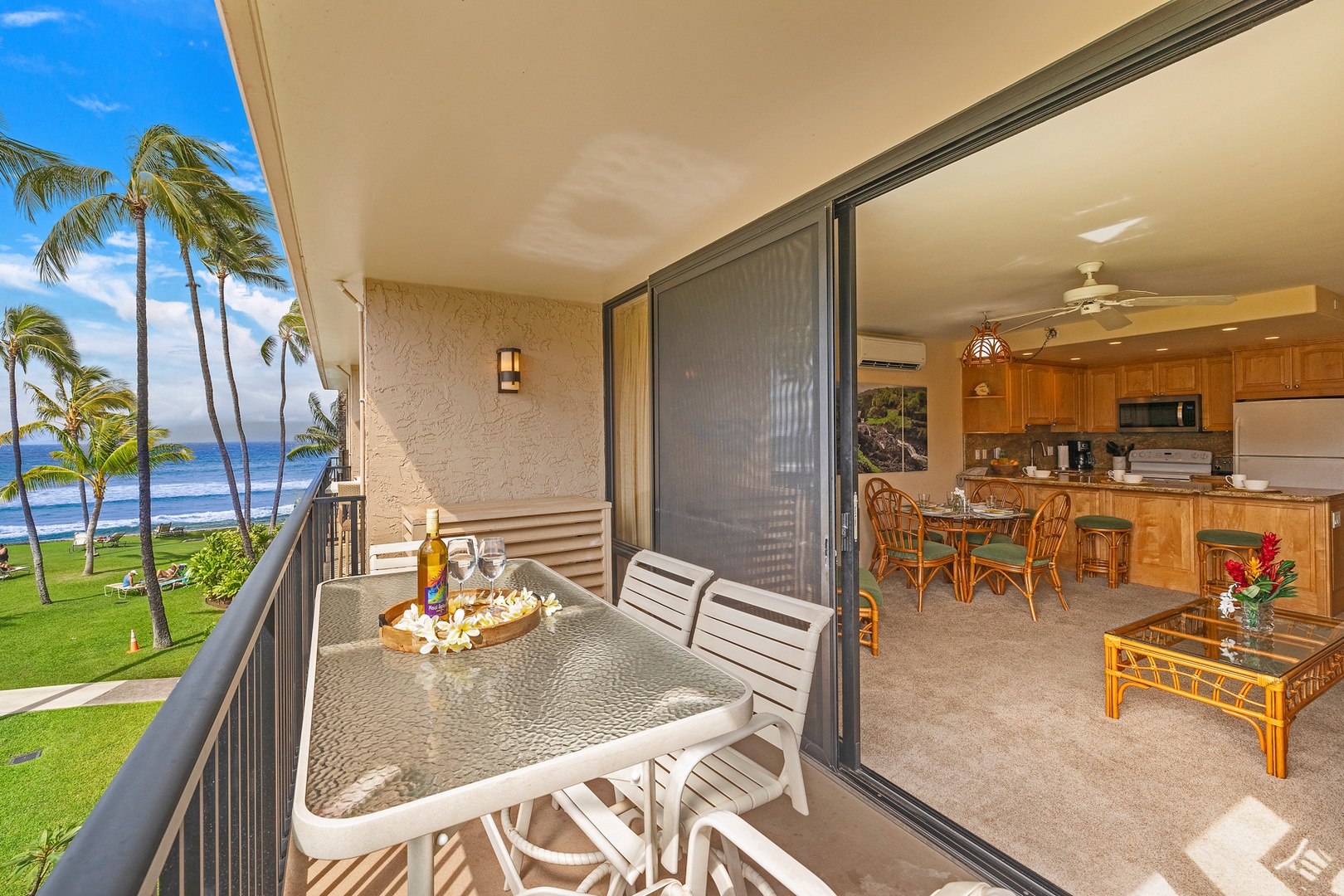 Lahaina Vacation Rentals, Papakea G-306 - The lanai extends from the living area, providing a seamless indoor-outdoor experience, perfect for meals or relaxing while enjoying the ocean breeze.