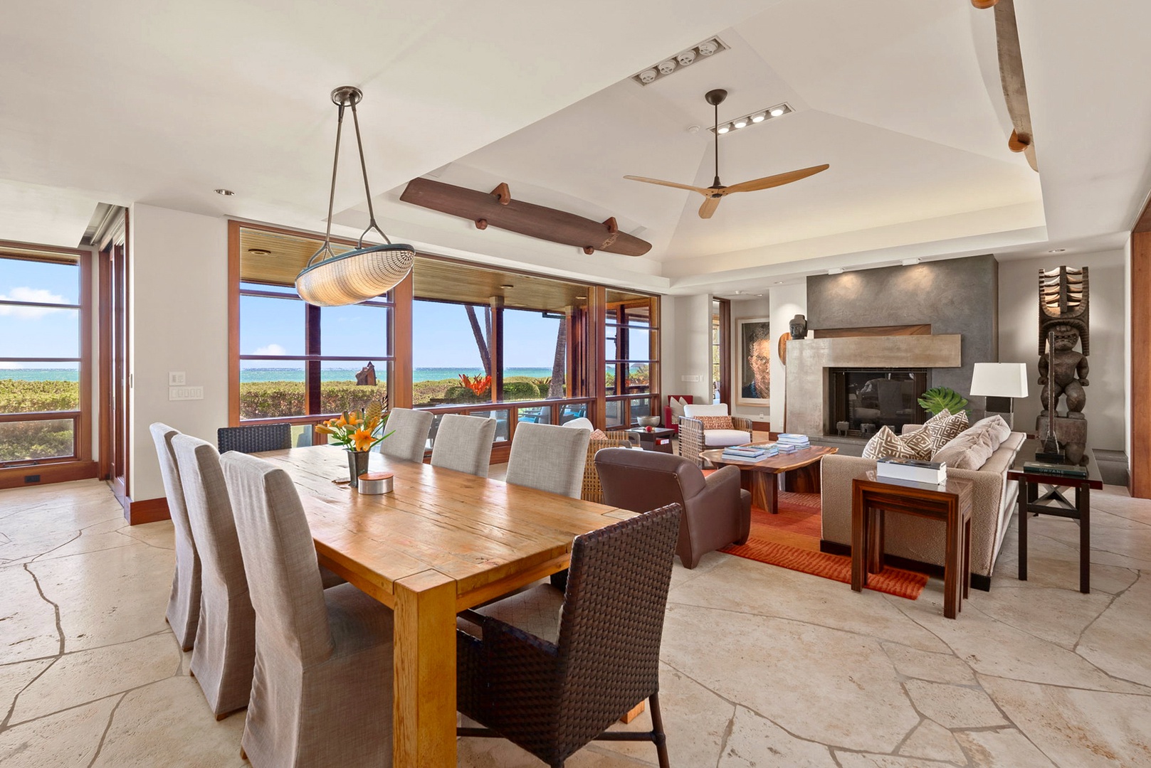 Kailua Vacation Rentals, Kailua Sands - Ocean-view dining room for eight guests.