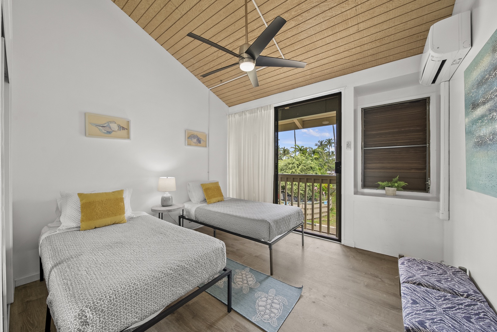 Kahuku Vacation Rentals, Kuilima Estates West #85 - Guest bedroom with 2 Twin Beds with Split AC