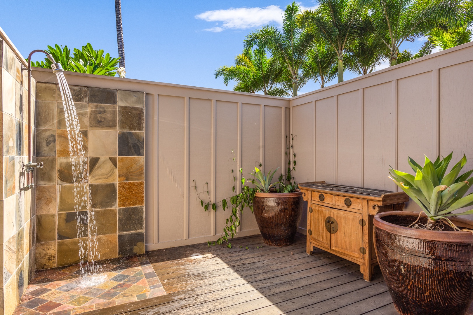 Kailua Kona Vacation Rentals, OFB 3BD Ka'Ulu Villa (129D) at Four Seasons Resort at Hualalai - Outdoor shower garden off primary bath - a tropical treat!