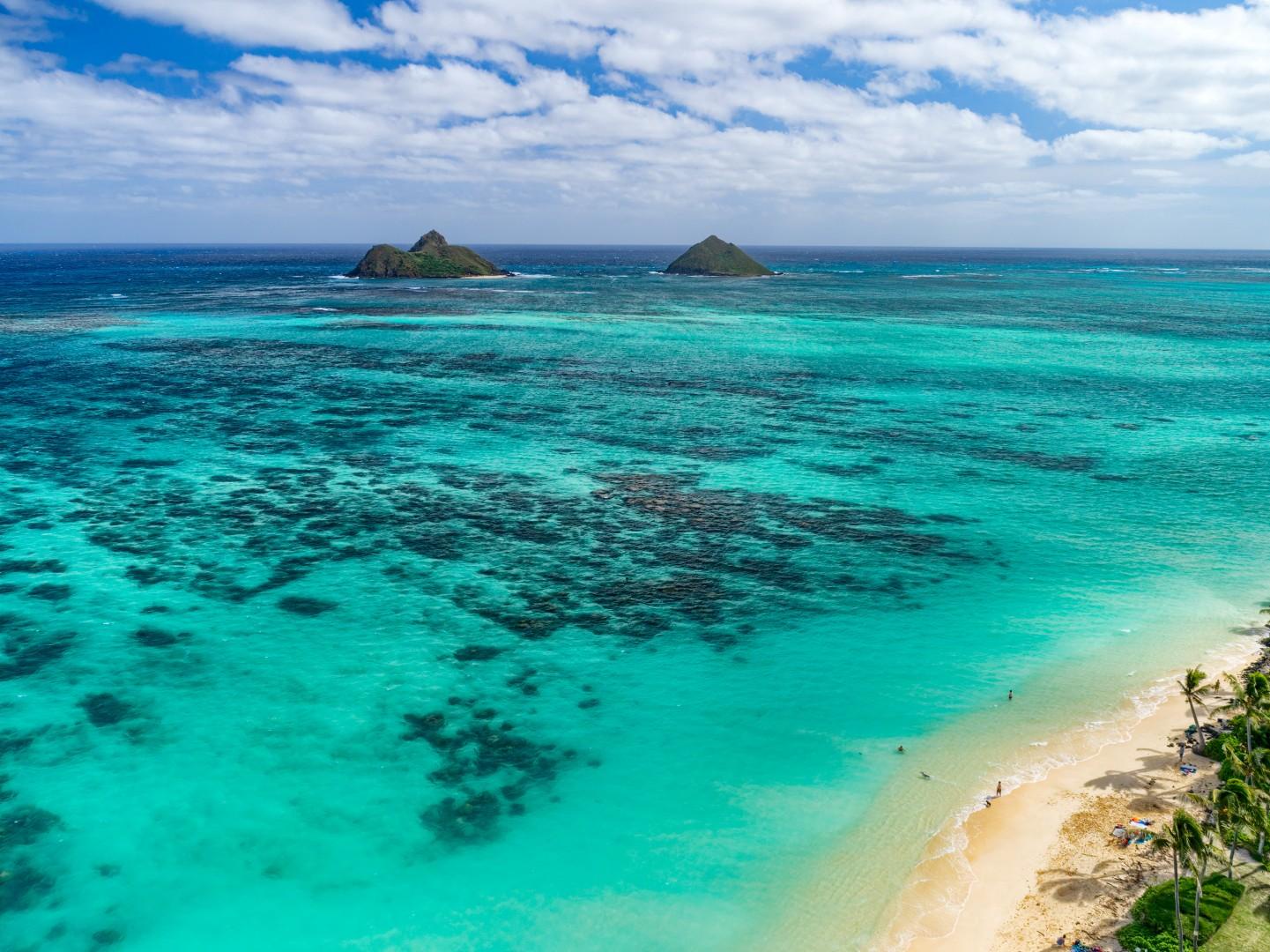 Kailua Vacation Rentals, Lanikai Ohana Hale - Lanikai Beach and the Mokulua Islands.