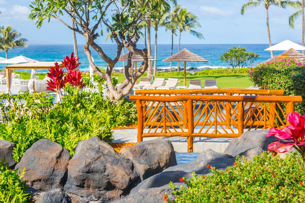 Kapalua Vacation Rentals, Ocean Dreams Premier Ocean Grand Residence 2203 at Montage Kapalua Bay* - Mature Tropical Landscaping with Ocean Views Abound
